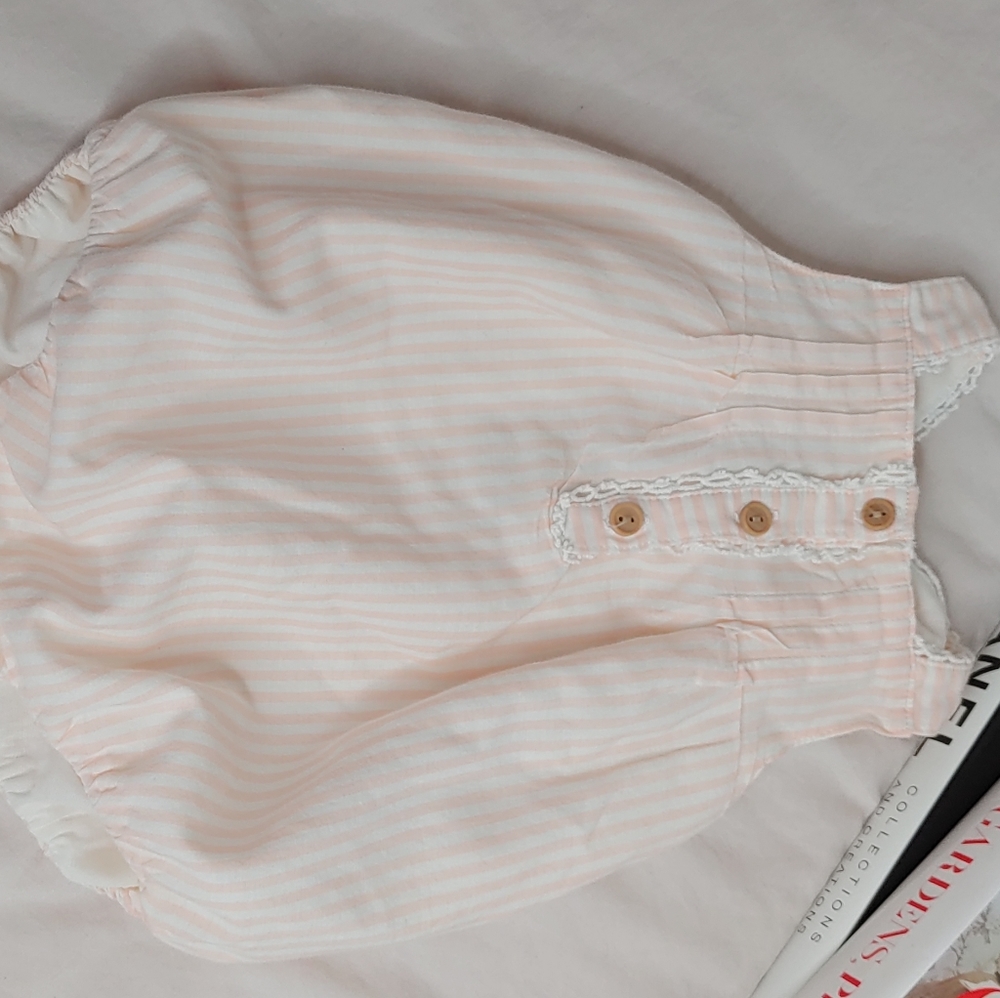 Pink ane White Striped Romper for Baby